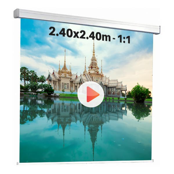Ecran de projection manuel pour video projecteur, format 2,4 x 2,4 m , ecran 1/1