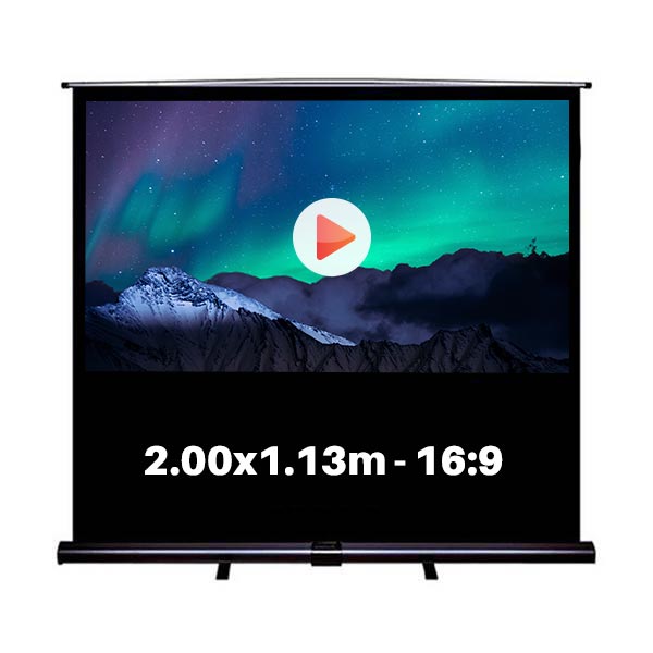 Ecran de projection roll-up pour video projecteur, format 2,0 x 1,13  m , ecran 4/3