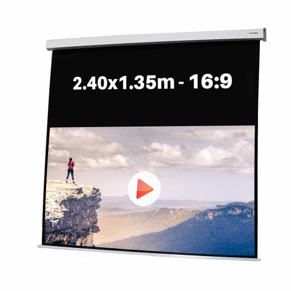 Ecran de projection motorisé pour video projecteur, format 2,4 x 1,35 m , ecran 16/9