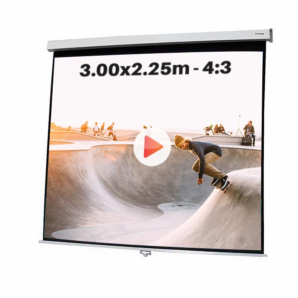 Ecran de projection manuel pour video projecteur, format 3,00 x 2.65 m , ecran 4/3