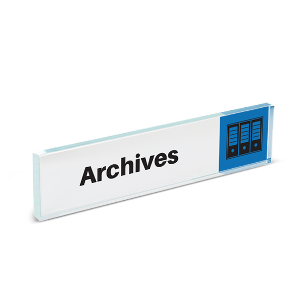 Plaque de porte plexiglass pictogramme archives, format 40 x 170 mm