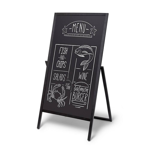 Chevalet ardoise avec profilé bois noir, version Flip format 55 x 105 cm