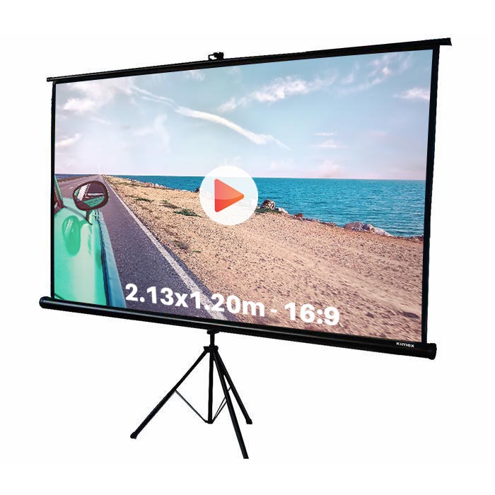 Ecran de projection trépied pour video projecteur, format 2,13 x 1.2 m , ecran 16/9